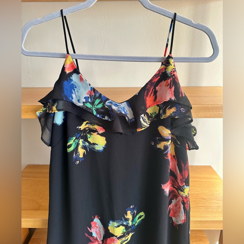 Massimo Black Floral Spaghetti Straps Maxi Dress - size M - Picture 2 of 7